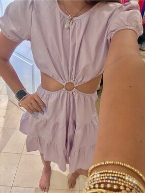 Bardot Lilac Cutout Tiered Dress